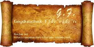 Geyduschek Flórián névjegykártya